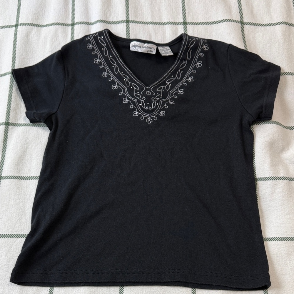 Black Embroidered Womens Shirt